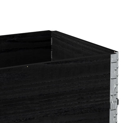 Pallet Collars 2 pcs Black 100x50 cm Solid Wood Pine