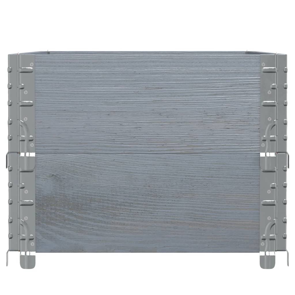 Pallet Collars 2 pcs Grey 100x50 cm Solid Wood Pine
