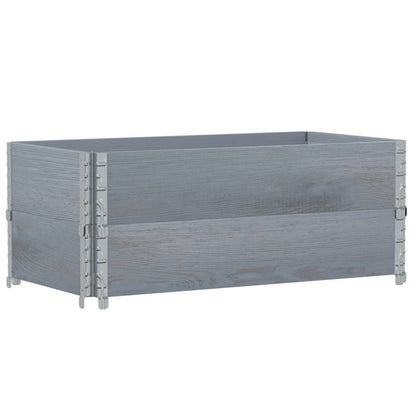 Pallet Collars 2 pcs Grey 100x50 cm Solid Wood Pine