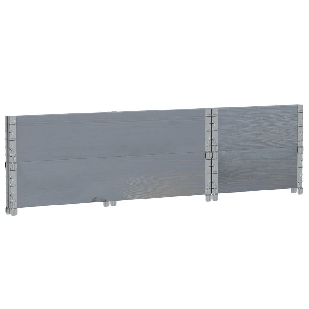 Pallet Collars 2 pcs Grey 100x50 cm Solid Wood Pine