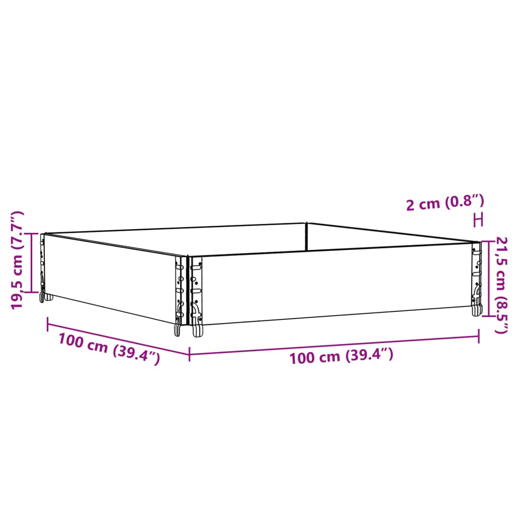 Pallet Collar Black 100x100 cm Solid Wood Pine