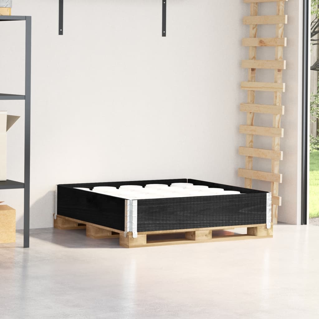 Pallet Collar Black 100x100 cm Solid Wood Pine