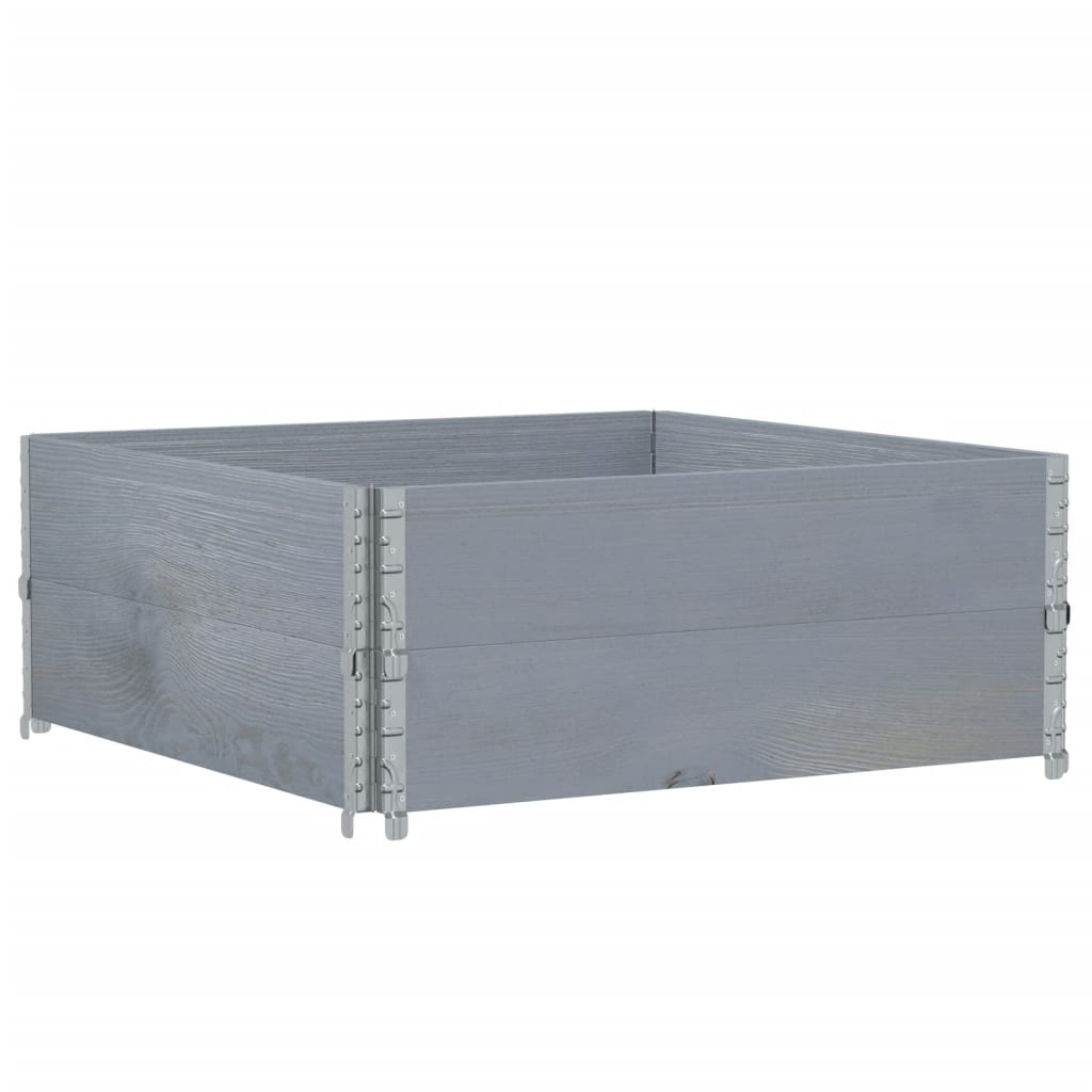 Pallet Collars 2 pcs Grey 100x100 cm Solid Wood Pine