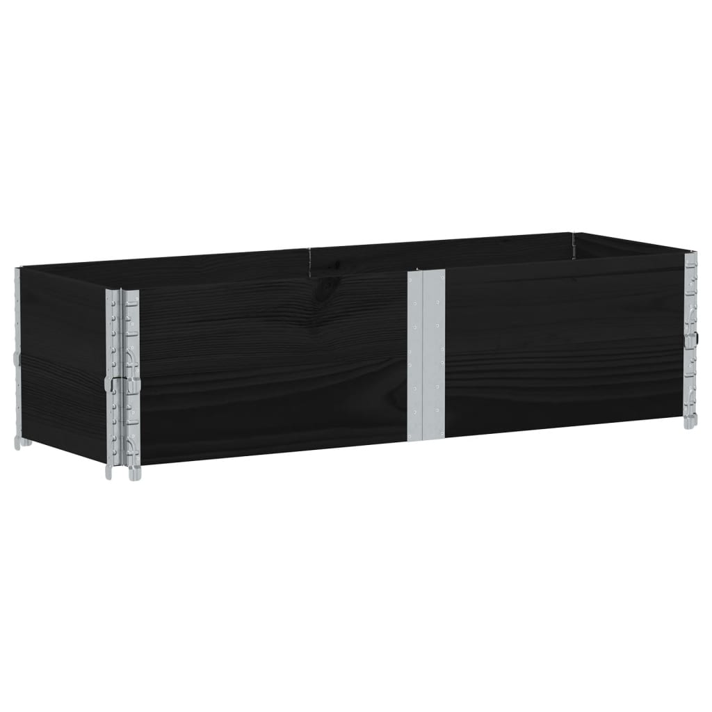 Pallet Collars 2 pcs Black 150x50 cm Solid Wood Pine