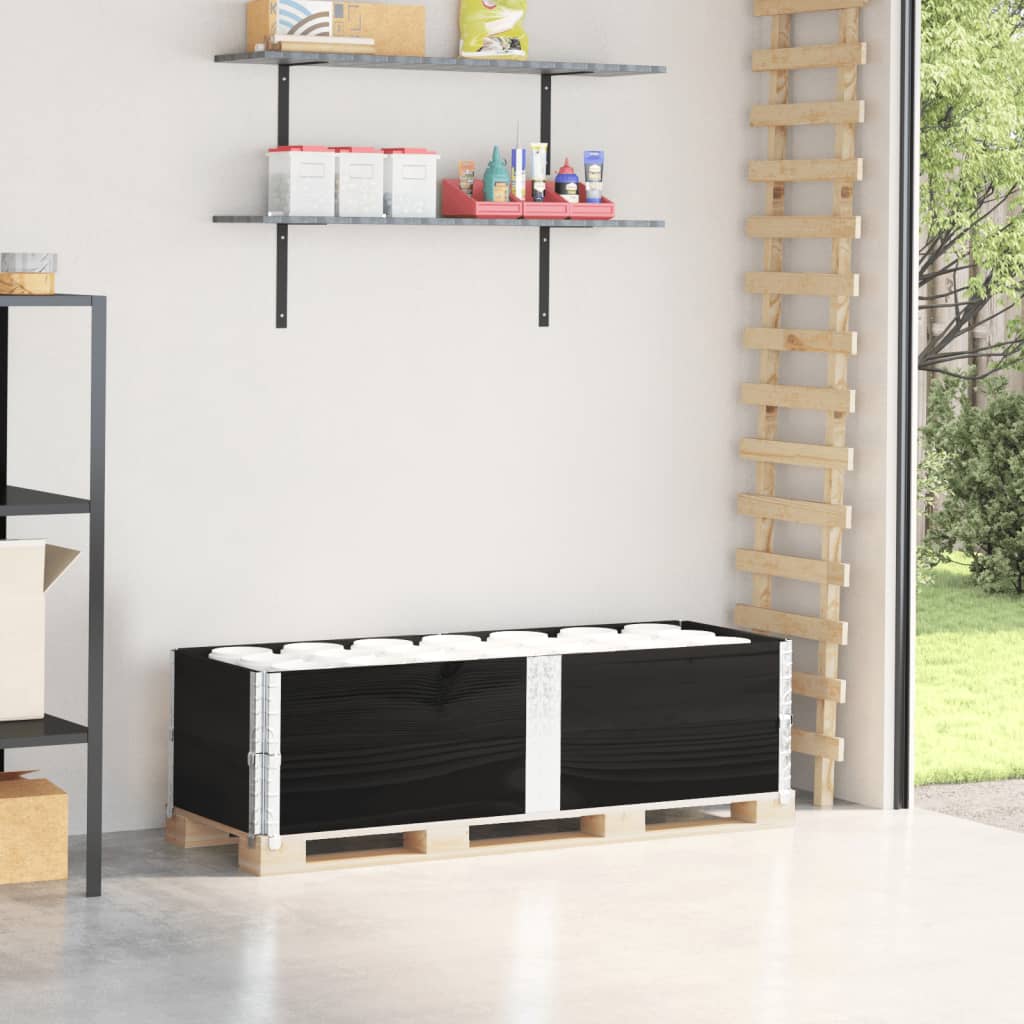 Pallet Collars 2 pcs Black 150x50 cm Solid Wood Pine