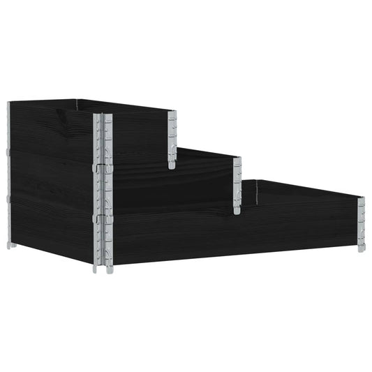3-Tier Raised Bed Black 120x80 cm Solid Wood Pine