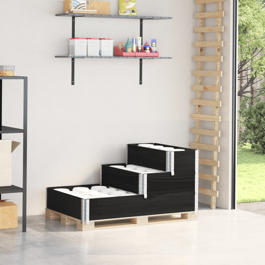 3-Tier Raised Bed Black 120x80 cm Solid Wood Pine