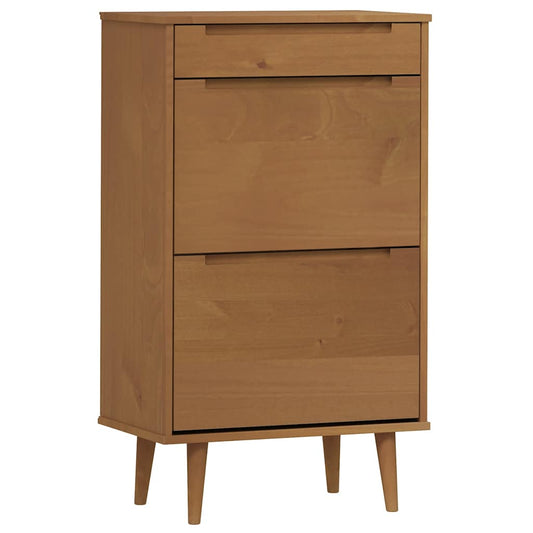 Shoe Cabinet MOLDE Brown 59.5x35x103 cm Solid Wood Pine