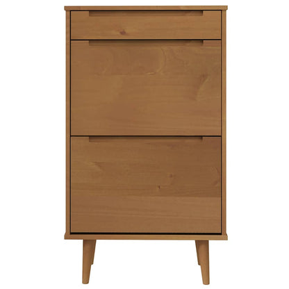 Shoe Cabinet MOLDE Brown 59.5x35x103 cm Solid Wood Pine