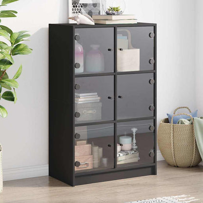 Highboard | Black | Engineered Wood | 68x37x109 cm | Highboard