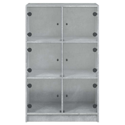 Highboard with Doors Concrete Grey 68x37x109 cm Engineered Wood