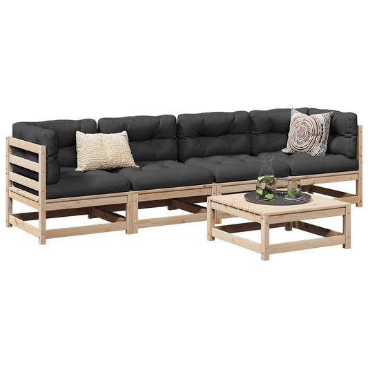 5 Piece Garden Sofa Set Solid Wood Pine