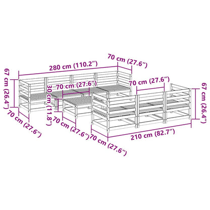 8 Piece Garden Sofa Set Solid Wood Pine