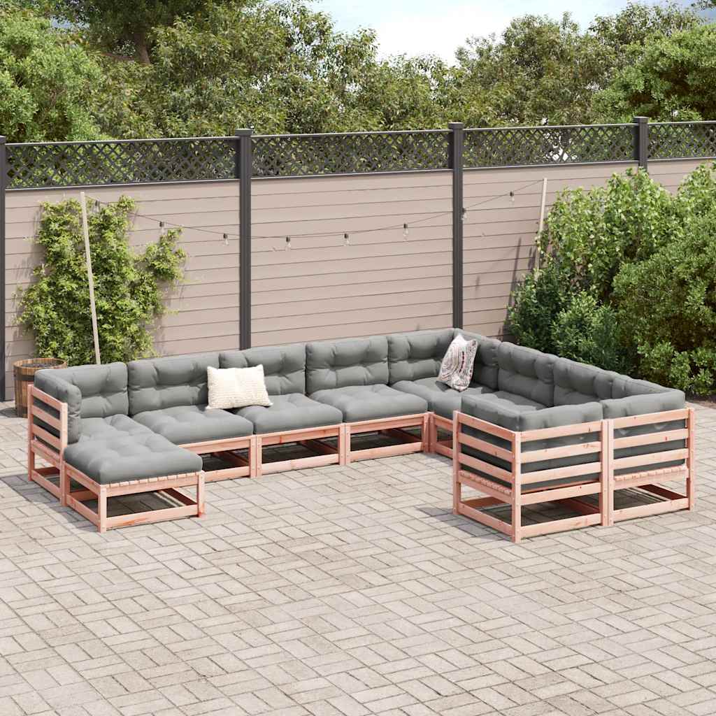 10 Piece Garden Sofa Set Solid Wood Douglas Fir