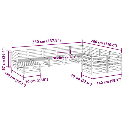10 Piece Garden Sofa Set Solid Wood Douglas Fir