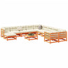 12 Piece Patio Sofa Set Wax Brown Solid Wood Pine