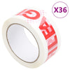 Packaging Tape 36 pcs FRAGILE Printed White 48 mm x 66 m