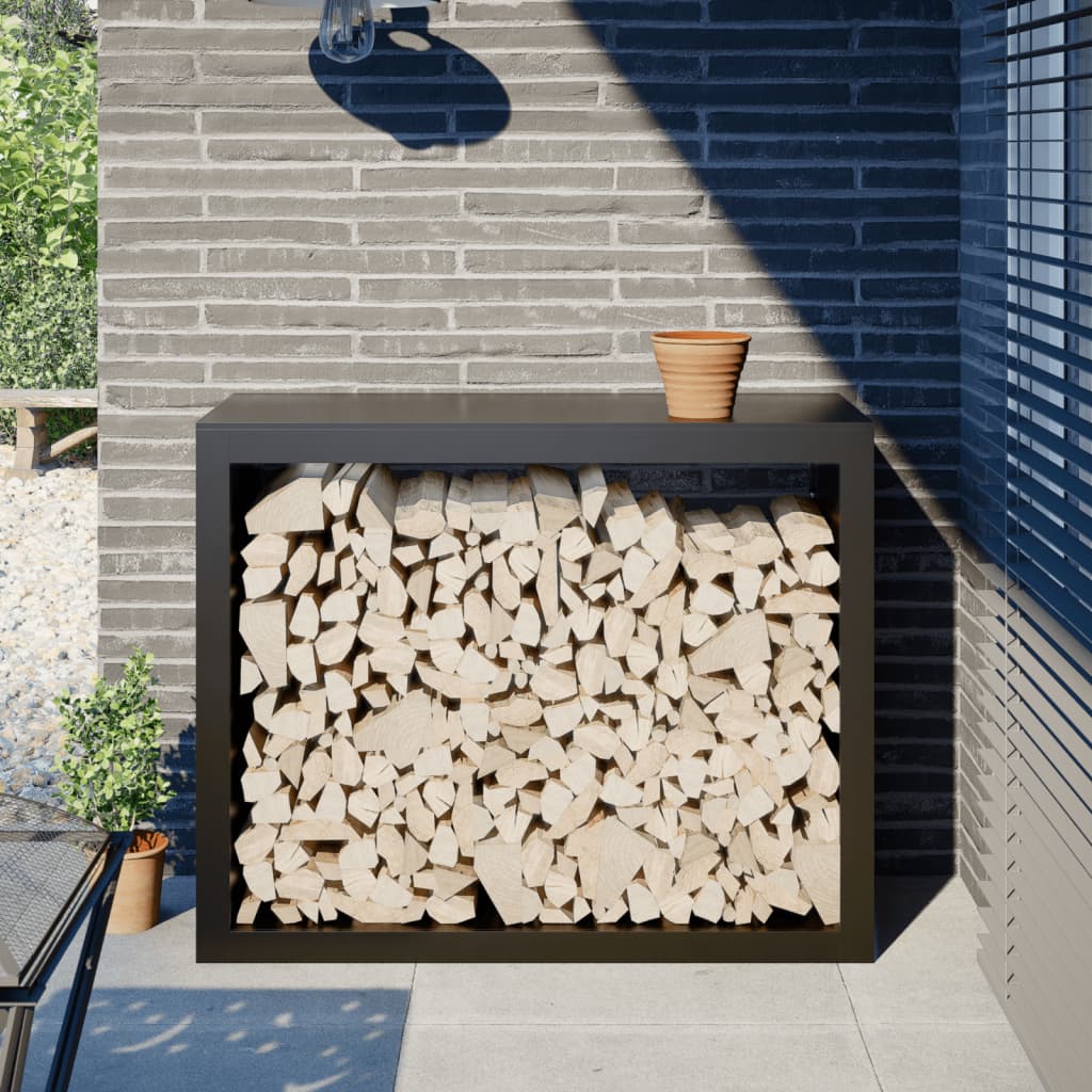 Firewood Rack Black 39.4x15.7x31.5" Steel