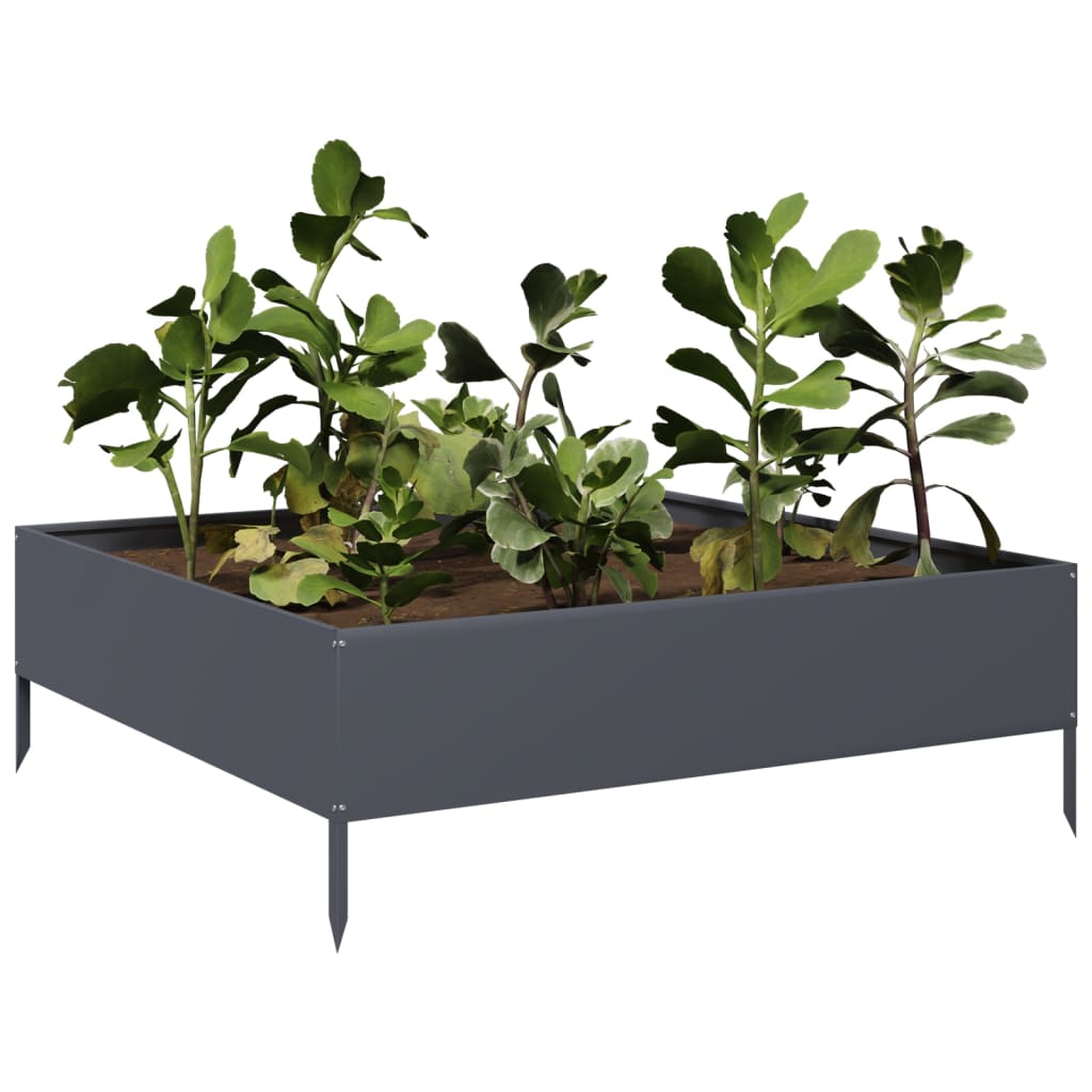 Garden Raised Bed Anthracite Steel 39.4 in x 39.4 in x 13.2 in