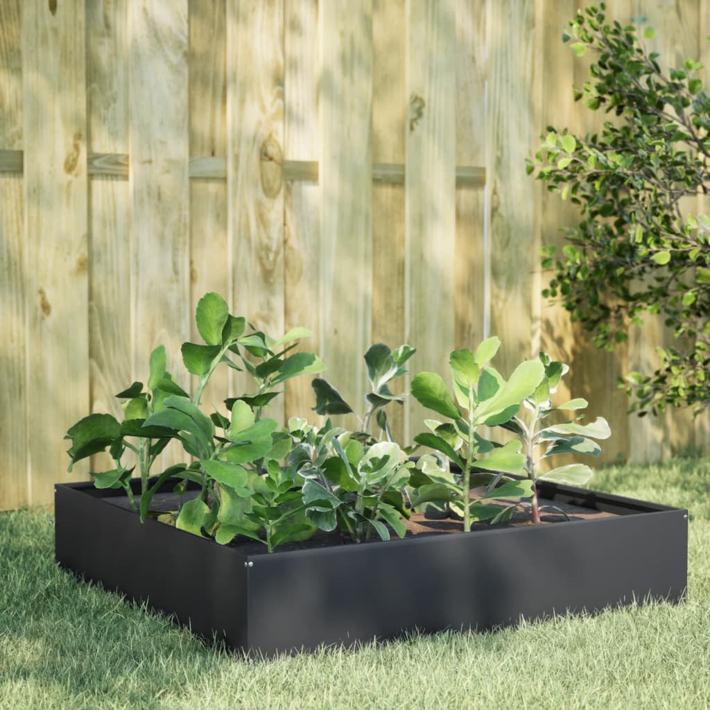 Garden Raised Bed Anthracite Steel 39.4 in x 39.4 in x 13.2 in