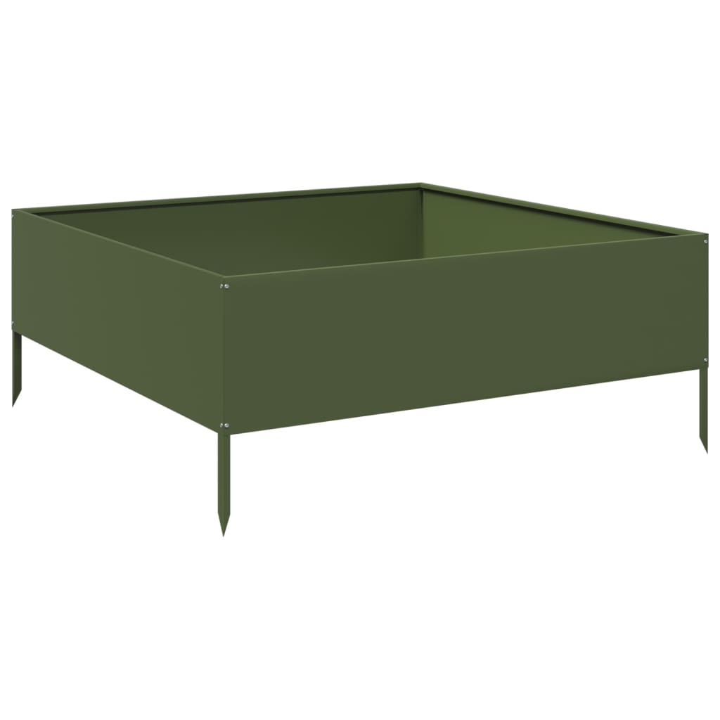 Garden Raised Bed Olive green 100x100x41 cm Steel