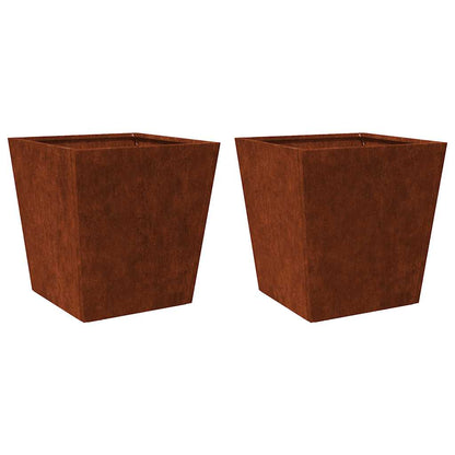 Garden Planters 2 pcs 40x40x40 cm Weathering Steel