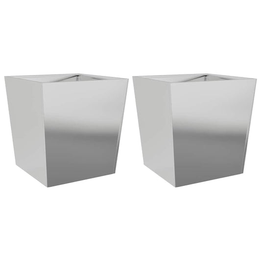 Garden Planters 50x50x50 cm 2 pcs Galvanised Steel