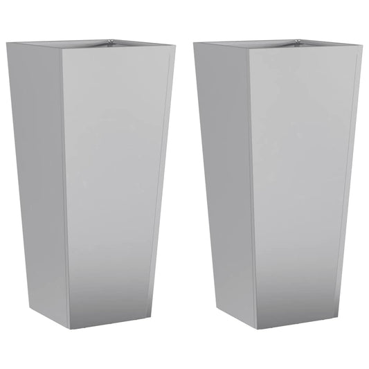 Garden Planters 35x35x75 cm 2 pcs Galvanised Steel