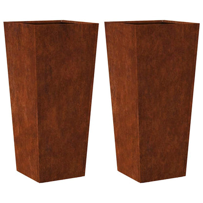 Garden Planters 2 pcs 35x35x75 cm Weathering Steel