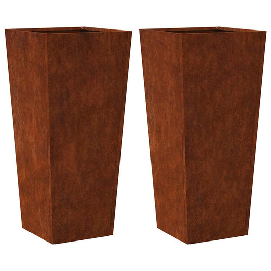 Garden Planters 2 pcs 35x35x75 cm Weathering Steel