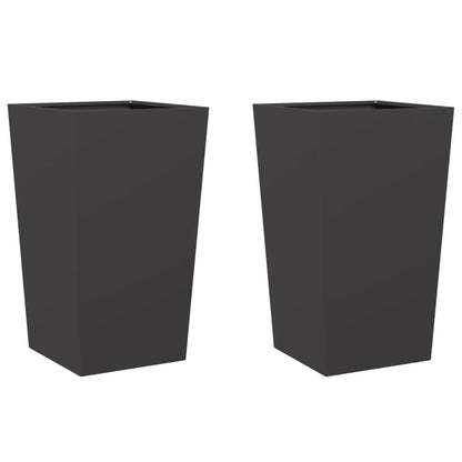 Garden Planters 2 pcs Black 45x45x75 cm Steel
