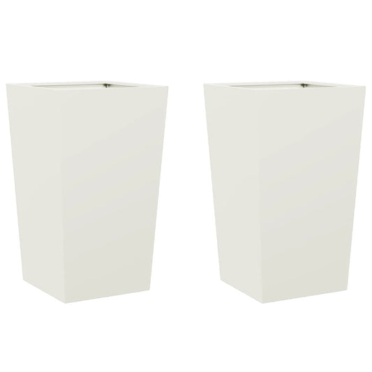 Garden Planters White 2 pcs 45x45x75 cm Steel