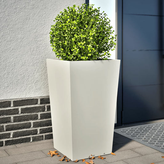 Garden Planters White 2 pcs 45x45x75 cm Steel