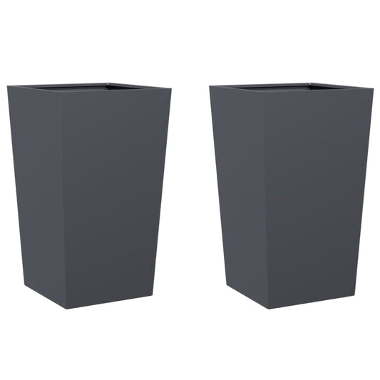 Garden Planters 2 pcs Anthracite 45x45x75 cm Steel