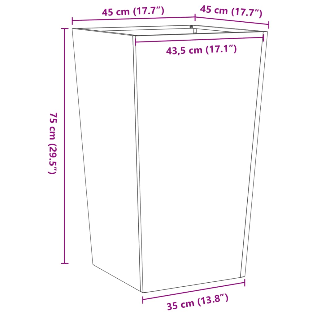 Garden Planter 45x45x75 cm Stainless Steel