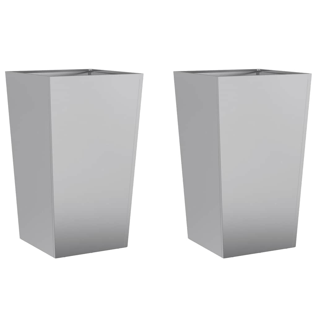 Garden Planters 45x45x75 cm 2 pcs Galvanised Steel