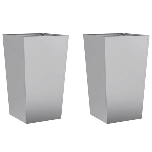 Garden Planters 45x45x75 cm 2 pcs Galvanised Steel