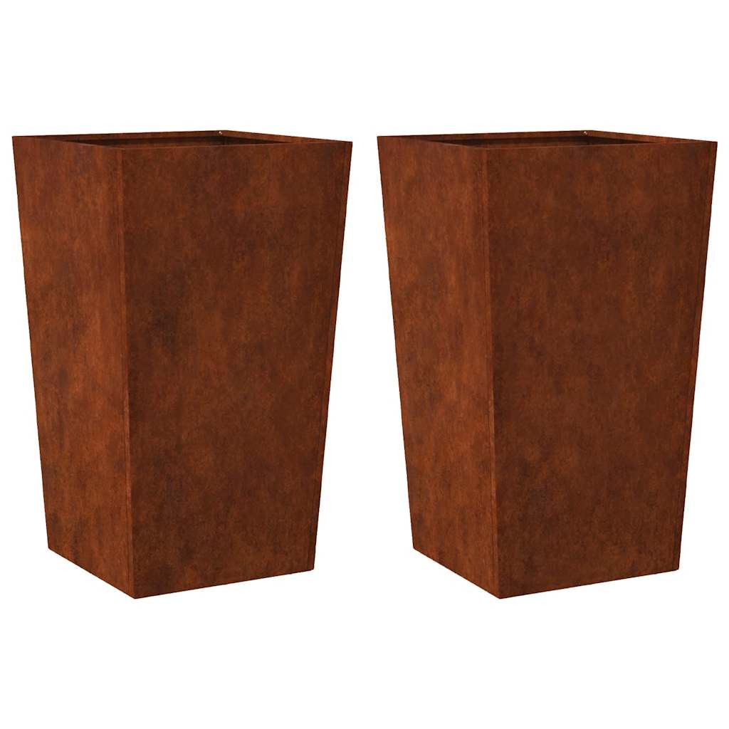 Garden Planters 2 pcs 45x45x75 cm Weathering Steel