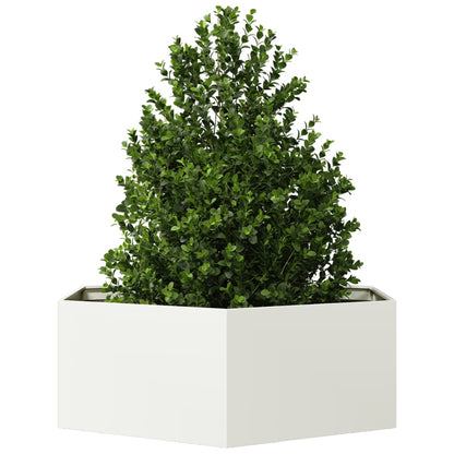 Garden Planter White Hexagon 138x120x45 cm Steel