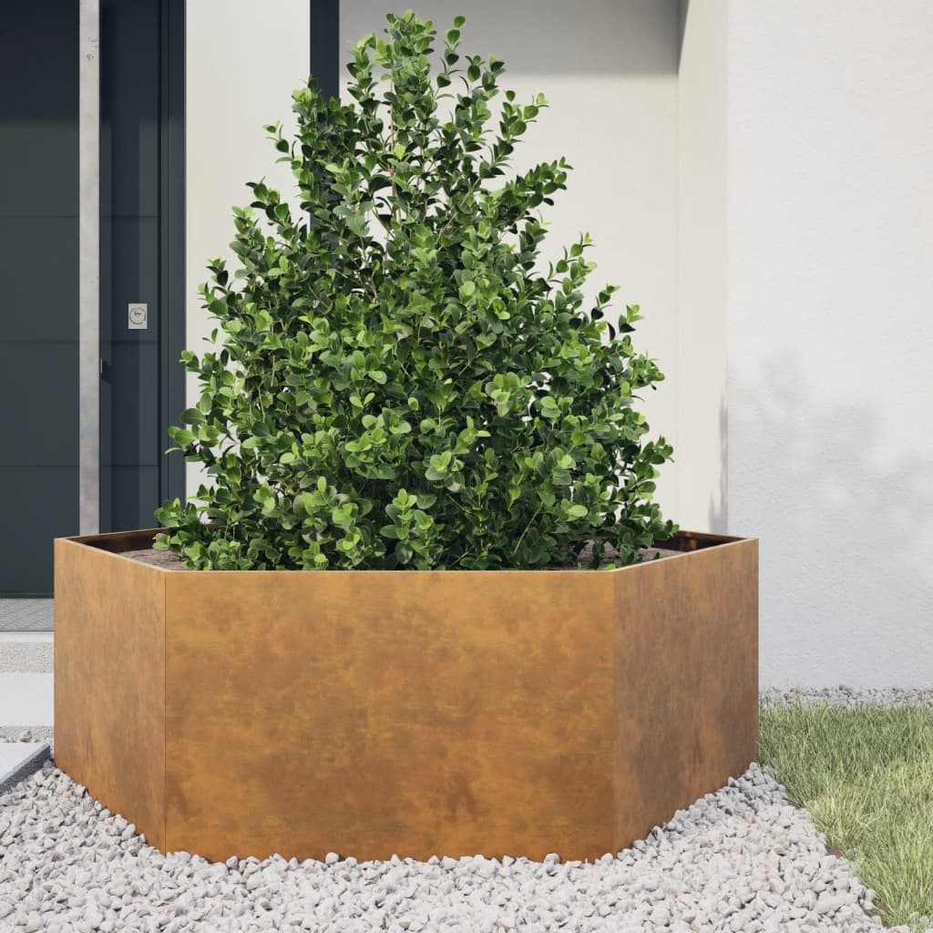 Garden Planter Hexagon 138x120x45 cm Corten Steel