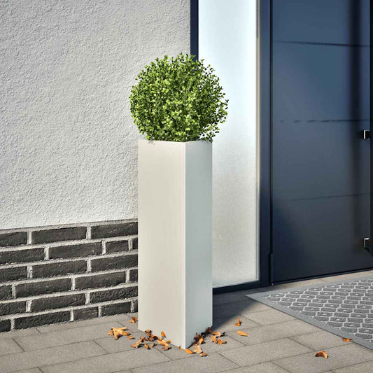 Garden Planter White Triangular 30x26x75 cm Steel