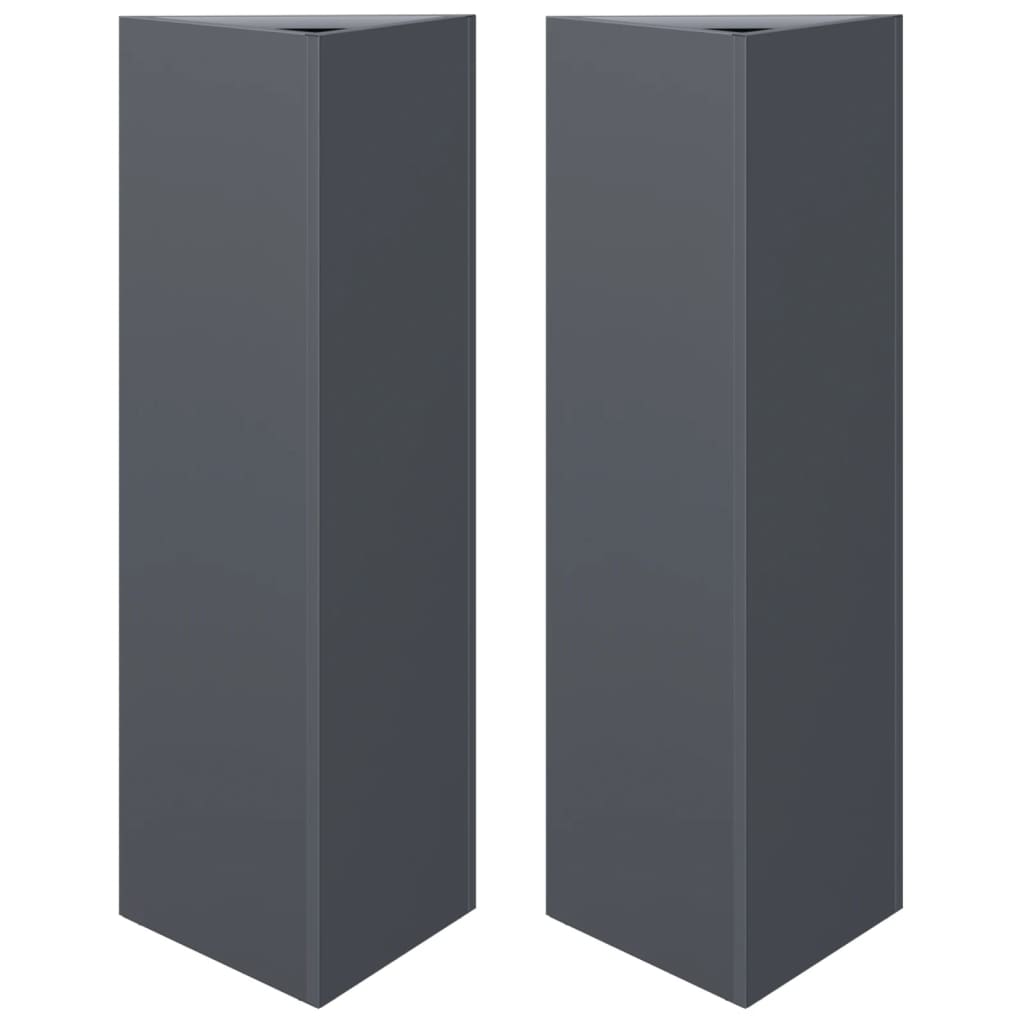 Garden Planter Set of 2 Anthracite Steel Garden Planter