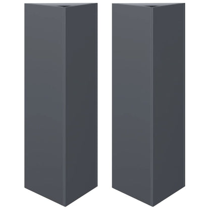 Garden Planter Set of 2 Anthracite Steel Garden Planter