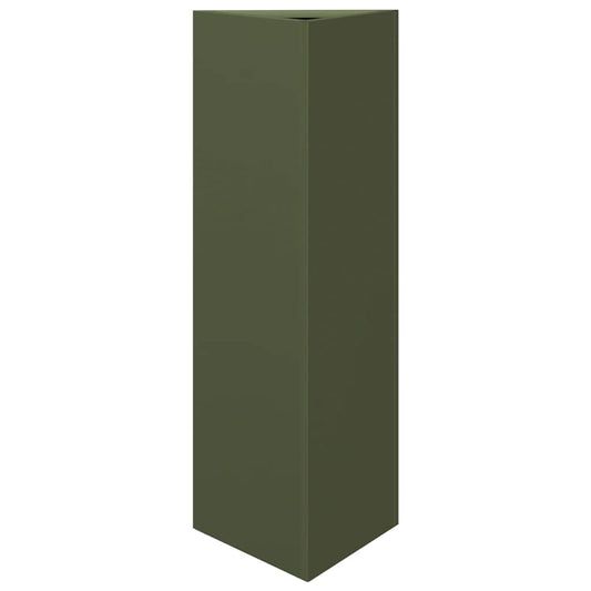 Garden Planter Olive Green Triangular 30x26x75 cm Steel
