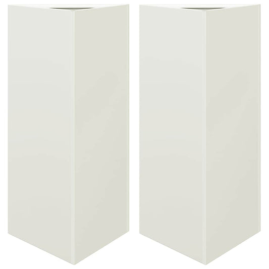 Garden Planters 2 pcs White Triangular 40x34.5x75 cm Steel