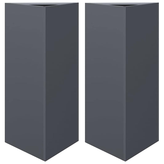 Garden Planters 2 pcs Anthracite Triangular 40x34.5x75 cm Steel