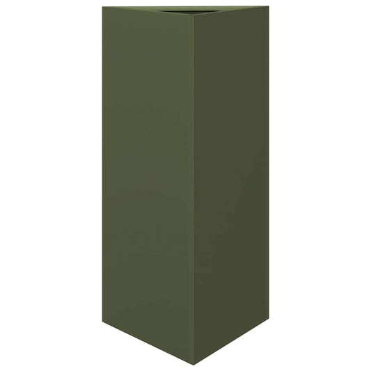 Garden Planter Olive Green Triangular 40x34.5x75 cm Steel