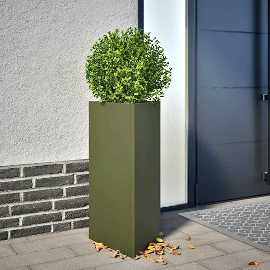 Garden Planter Olive Green Triangular 40x34.5x75 cm Steel