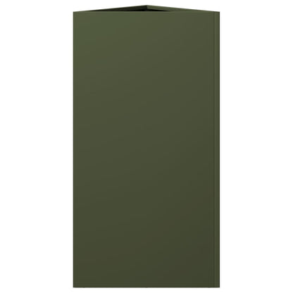 Garden Planters 2 pcs Olive Green Triangular 40x34.5x75 cm Steel