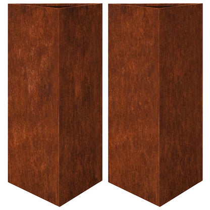 Garden Planters 2 pcs Triangular 40x34.5x75 cm Weathering Steel